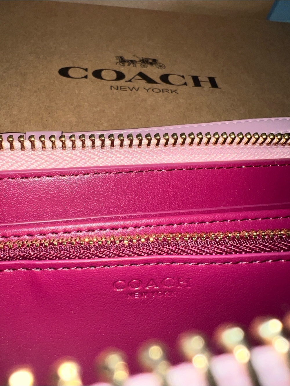 NWT Coach Long Zip Around Wallet in Powder Pink Signature Canvas - Picture 5 of 8
